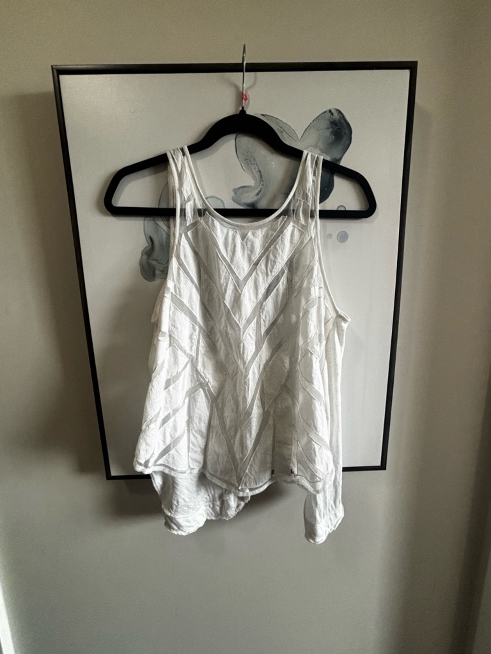Free People White Textured Chevron Tank Top